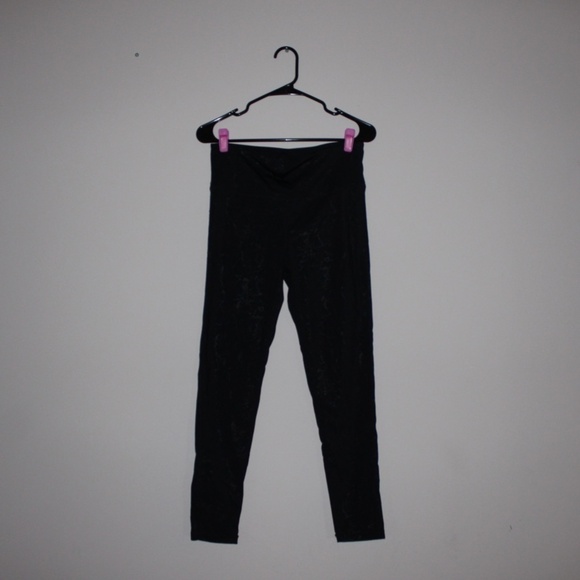 Mono B Pants - Mono B High Waisted Black Leggings Metallic Foil Overlay